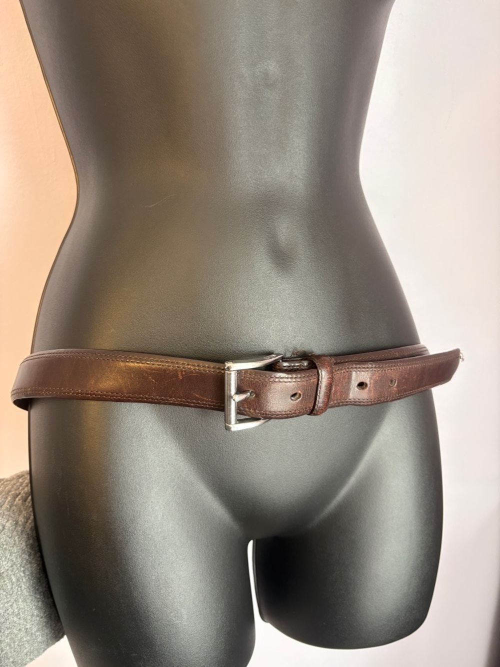 Coach Brown Leather Belt with Silver Metal Buckle